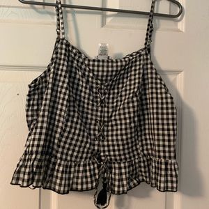 Black checkered crop top